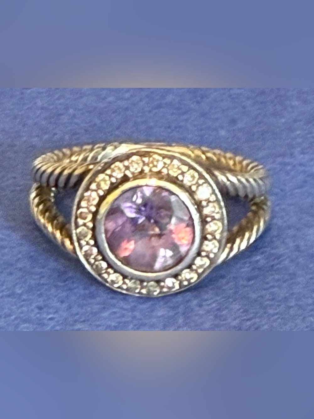 David Yurman amethyst and diamond 925 gorgeous silver ring Size 8